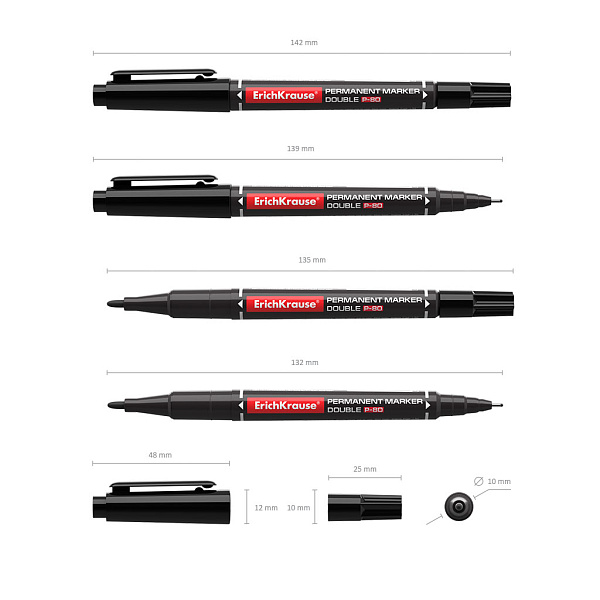 Маркер перманентный 2-х сторонний ErichKrause Double P-80, черный 