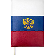 Ежедневник 2026 "deVENTE. Flag" A5 (145 ммx205 мм) 336 стр, триколор, белая бумага 70 г/м², печать в 2 краски, твердая комбинированная обложка из искусственной кожи с поролоном, тиснение фольгой, отстрочка, перфорация, закругленные уголки, 2 ляссе, в
