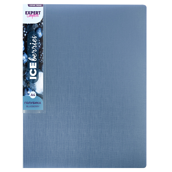 Папка 4 кольца 25 мм А4 "Expert Complete"   Trend ICEberries 700 мкм  d - 17 мм голубика