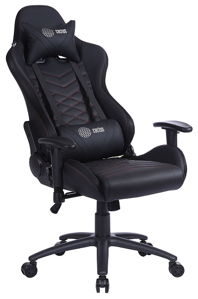 Кресло игровое Cactus CS-CHR-0099BLR с RGB-подсветкой черный/красный эко.кожа с подголов. крестов. с