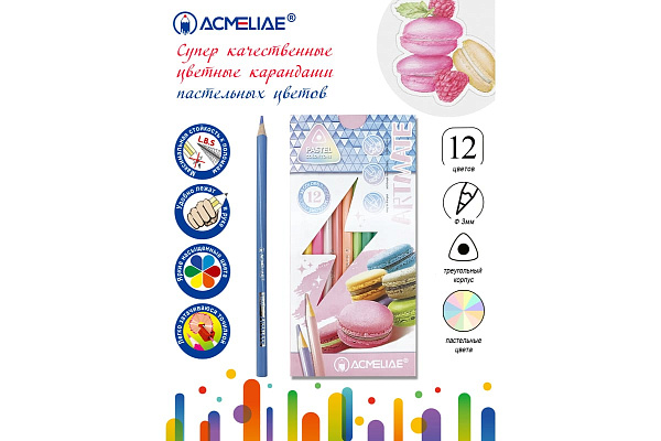 Карандаши 12 цв. ACMELIAE Pastel Artmate пастель в картонном футляре,