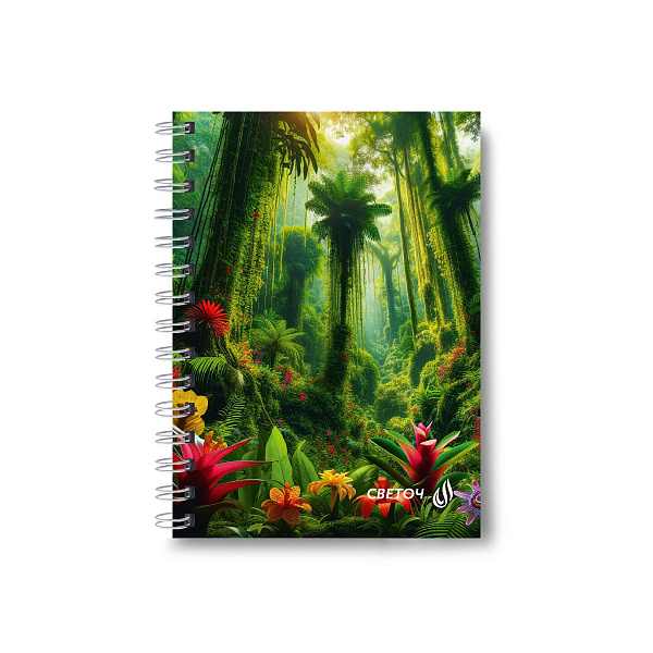 Записная книжка А6 80 л. кл. на гребне "Зелёный оазис" 01189  "Светоч"