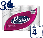 *Полотенца бумажные бытовые, спайка 4 шт., 3-слойные (4х11,2 м), PAPIA, 23x13 см, белые