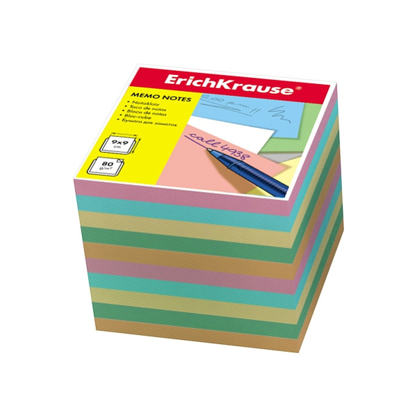 Блок бумаги  9*9*9см ErichKrause запасной 4 цвета ассорти