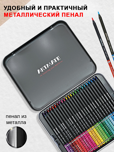 Карандаши 48 цв. ACMELIAE Blackwood Artmate в металлическом футляре