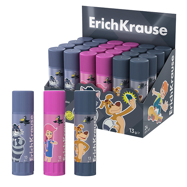 Клей-карандаш  13 г ErichKrause EasyStick Простоквашино, ассорти 
