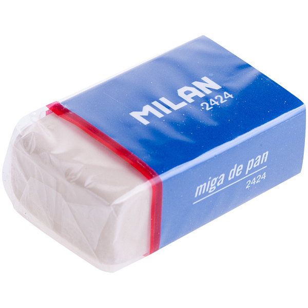 Ластик Milan "2424", прямоугольный, синтетический каучук, картонный держатель, 39*23*13 мм