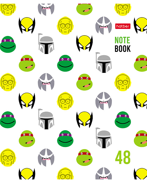 Тетрадь 48 л. кл. "Известные маски" на скобе, скругл.углы 