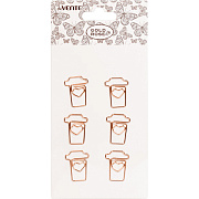Скрепки металлические "deVENTE. Gold Rose. Coffee cup" розовое золото 23x30 мм, 6 шт в картонном блистере