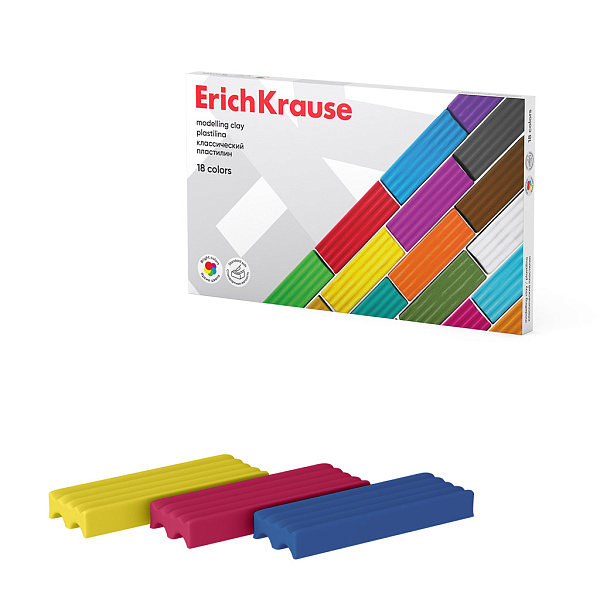 Пластилин 18 цв. ErichKrause классический, 288 г (в коробке )