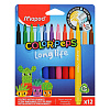 Фломастеры 12 цв. Maped COLOR'PEPS LONG LIFEс повышенной устойчивостью к высыханию, с декорированным корпусом, заблокированный пишущий узел, суперсмываемые, в картонной коробке с подвесом