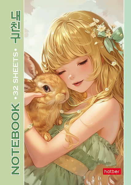 Блокнот А6 32 л. кл. "Милый друг" на скобе Обл. мел.бумага глянц. ламин. 8 дизайнов в блоке