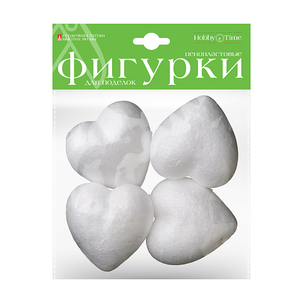 Пенопластовые фигурки СЕРДЕЧКИ, 60 мм, 4 шт.