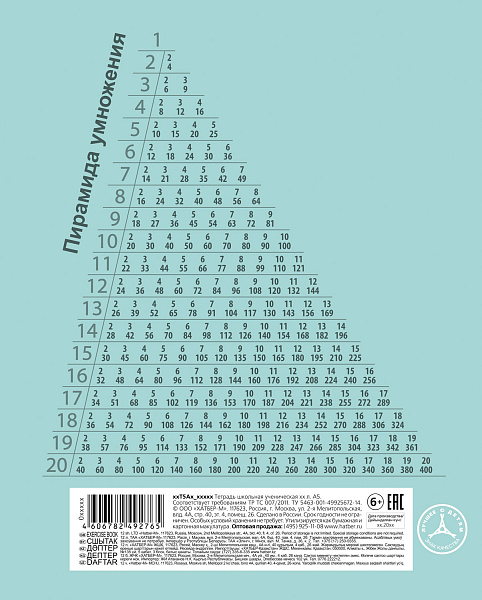 Тетрадь 18 листов в клетку NEWtone PASTEL Зеленый нефрит Класс "A" 80гр/кв.м скругленные углы "Premium"