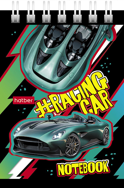 Блокнот А7 40 л. без линовки на гребне "Автомобили"  тонир. блок