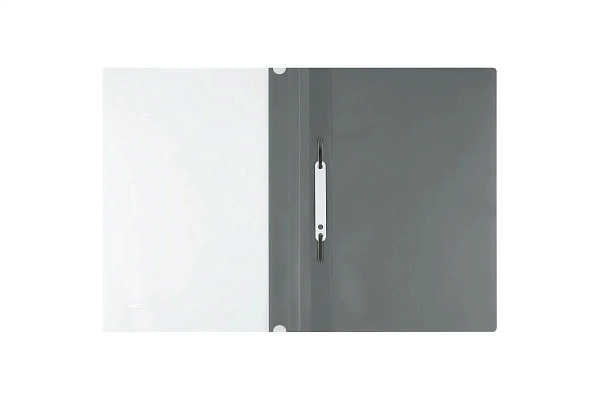 Скоросшиватель А4 с верх. прозр. листом, 140/180 мкм, серый, Стамм