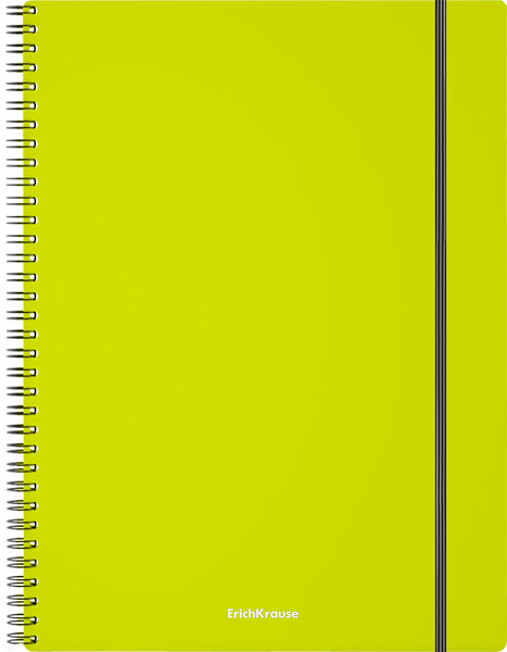 Тетрадь А4 80 л. кл. пластиковая обложка на спирали ErichKrause Neon, ассорти, на резинке
