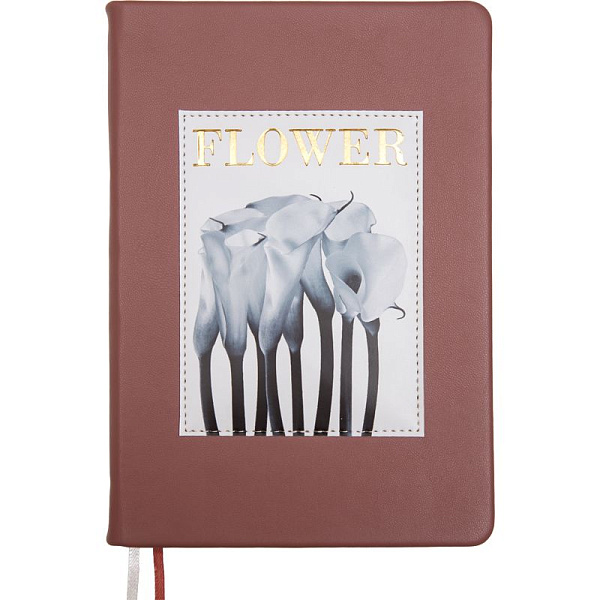 Ежедневник недат. А5 "deVENTE. Flower" темно-розовый 272 стр, белая бумага 70 г/м² , печать в 2 краски, твердая обложка из искусственной кожи, аппликация, цветная печать, тиснение фольгой, отстрочка, перфорация, закругленные уголки, 2 ляссе, в термоу