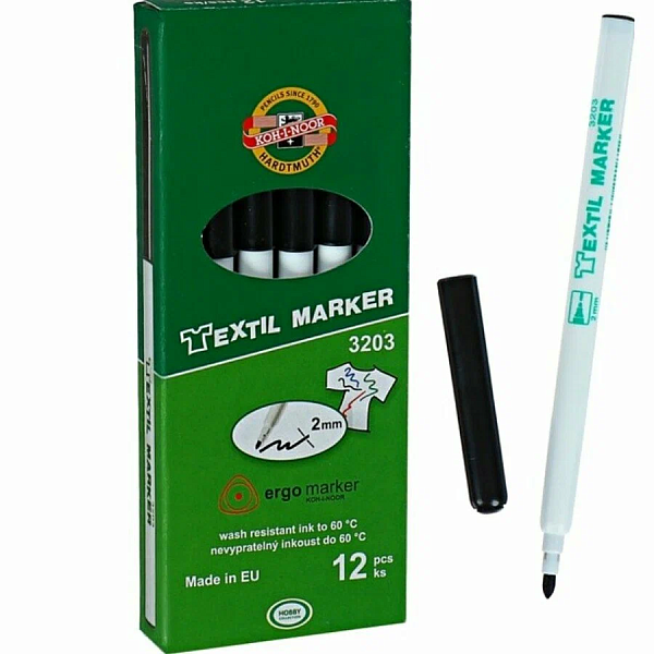 Маркер для ткани 3.0 мм 3203/38, длина письма 500 м, черный