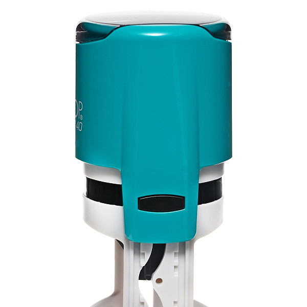 Оснастка для круглой печати PRINTER R40 green/blue с крышкой автомат. пластик. d41,5 мм, корп бирюза