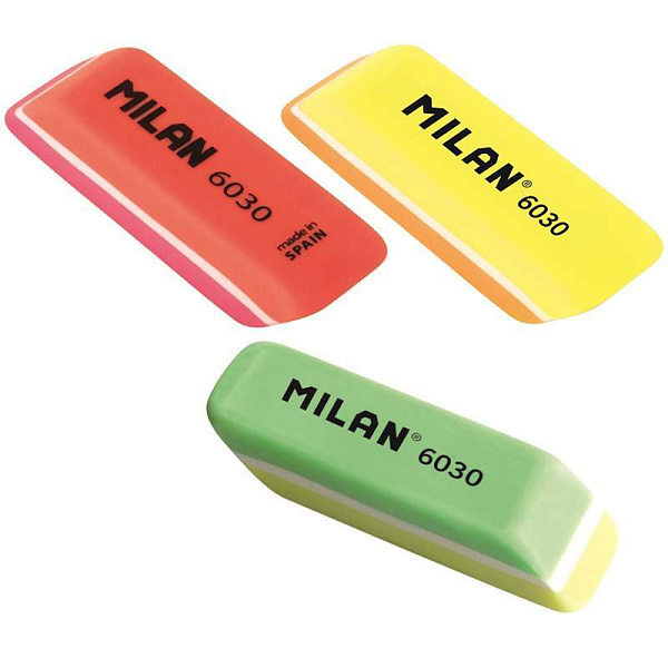 Ластик Milan "6030", скошенный, пластик, 56*15*12мм