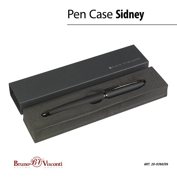 РУЧКА  "SIDNEY" В ПОДАРОЧНОМ ФУТЛЯРЕ, 0.7 ММ, СИНЯЯ (корпус черный, футляр черный) (10702070/220424/3149554,КИТАЙ)