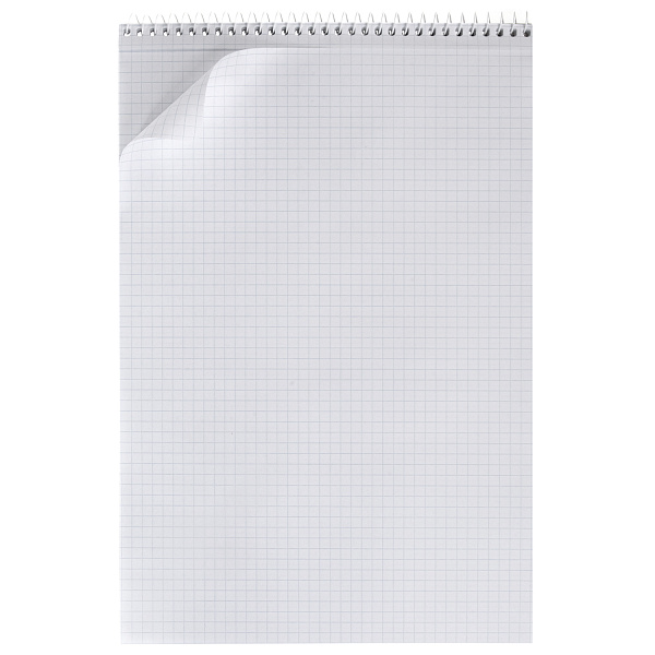 Блокнот А4 80 листов в клетку на спирали "Графика" 60-65г/кв.м жесткая подложка Обл. мел.картон УФ-лак