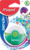 Ластик Maped ZENOA круглый с поворотным пластиковым футляром, со сменным ластиком, в блистере, цвета ассорти