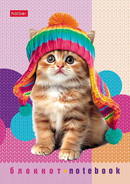 Блокнот А6 24 л. кл. "Песики и котики" на скобе Обл. мел.бумага глянц. ламин. 8 дизайнов в блоке