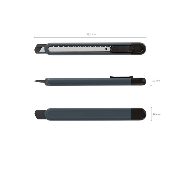 Нож канцелярский 9 мм ErichKrause Butterfly Classic, с автоматической фиксацией лезвия, серый (в блистере по 1 шт.)