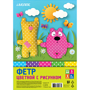 Фетр цветной мягкий с рисунком A4 "deVENTE. Горошек" 5 цв, 5 л, толщина 2 мм, пластиковый пакет с европодвесом