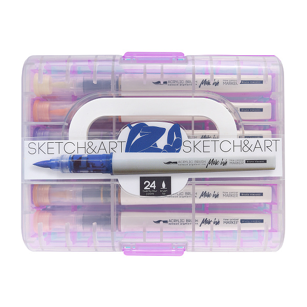 Набор маркеров-кистей акриловых "SKETCH&ART" 24 ЦВ., УВЕЛИЧЕННЫЙ ОБЪЕМ