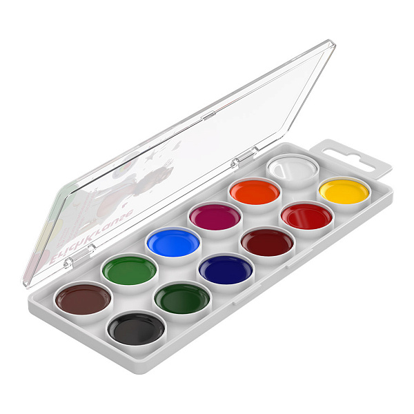 Акварель 12 цветов "Pointes" без кисти, пластиковый пенал с европодвесом