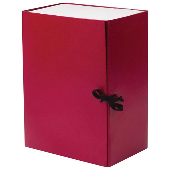 Короб архивный А4, 150мм, INDEX разборный, бумвинил, на 2-х завязках, бордовый