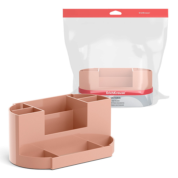 Подставка настольная пластиковая ErichKrause® Victoria, Powder, персиковая