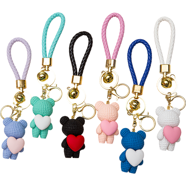 Брелок "deVENTE. Bear Heart" в технике Resin Art с металлическим кольцом-карабином и пластиковым шнурком, ассорти 6 дизайнов