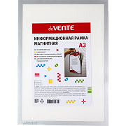 Магнитная информационная рамка "deVENTE" А3 (325x450 мм) одинарная, серебристая, ПВХ 300 мкм "апельсиновая корка" не остаются отпечатки пальцев, для металлических поверхностей, горизонтальное и вертикальное использование, индивидуальная упаковка