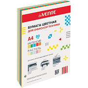 Бумага А4 80 гр 100 л. "deVENTE" ассорти 10 цветов (5 интенсивных и 5 пастельных цветов), в пластиковом пакете