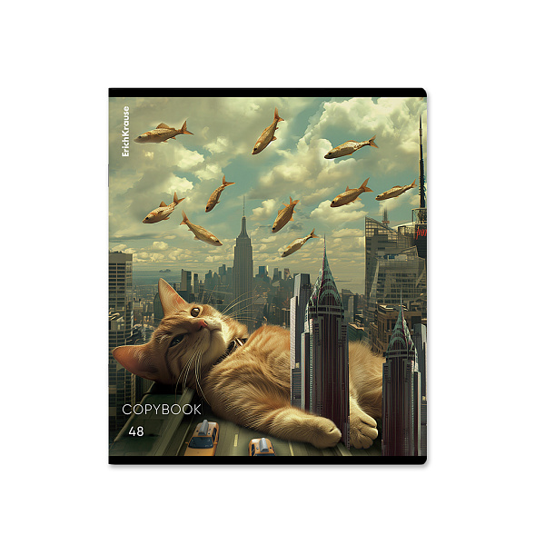Тетрадь 48 листов в клетку "Big City Cats", глянцевая ламинация ErichKrause  _MIX-PACK