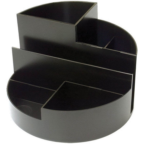 Подставка-органайзер для канцелярии СТАММ "Профи", 6 отделений, пластиковая, чёрная