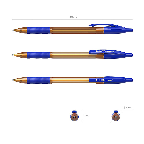 Ручка шариковая автоматическая ErichKrause® R-301 Amber Matic&Grip 0.7, цвет чернил синий (в коробке по 50 шт.)