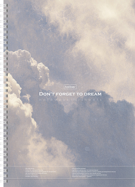 Тетрадь А4 96 листов без линовки с Шаблоном в клетку и линию на гребне "Мечта" обложка с карманом 60-65г/кв.м перфорация на отрыв  Обл. мел.картон в индив.упак.