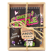 Набор блокнот "Kuromi" неон, А5 60 л. + Ручка шариковая Kuromi+My melody, СИНЯЯ, 0,7 мм в подарочной упаковке