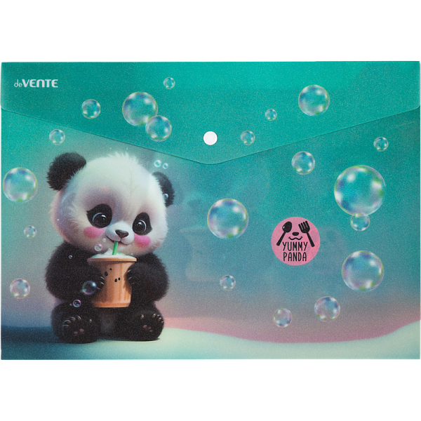 Папка-конверт на кн. А4 "deVENTE. Yummy Panda" (330x235 мм) 180 мкм, матовая полупрозрачная с рисунком, с искрящейся фактурой, индивидуальная маркировка