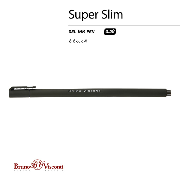 Ручка гелевая 0,28 мм "Super Slim. Black" ЧЕРНАЯ
