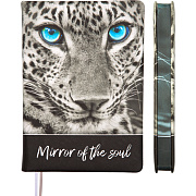 Ежедневник недат А5 160 л. "deVENTE. Wild Cat" серый с дизайном, с цветным срезом, тв. обложка из искусственной кожи с поролоном, цветная печать, отсрочка, перфорация, закругленные уголки, 2 ляссе, в термоусадочной пленке, 