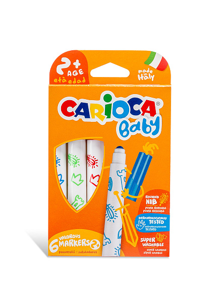 Фломастеры 6 цв. Carioca   Baby 2+   утолщенные