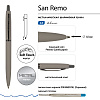 Ручка "SAN REMO" в тубуса круглой формы 1,0 ММ, СИНЯЯ (корпус серый, футляр черный) 