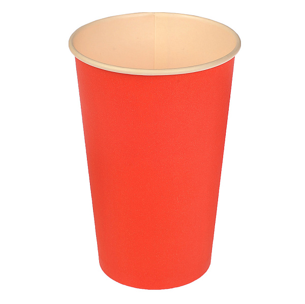 Стакан бумажный 400 мл 90 мм холодное/горячее, КРАСНЫЙ 50 штук в упаковке