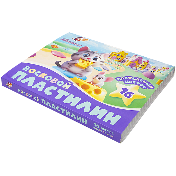 Пластилин 16 цв. Луч восковой "Фантазия", пастельный, 